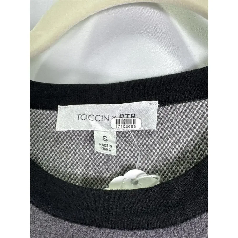 TOCCIN X RTR Grey Knit Midi Color Block Dress Size S with Small Hole